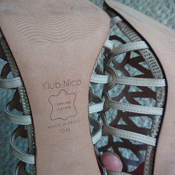 Klub Nico beige laser-cut leather sandal size 9.5M - Picture 12 of 14